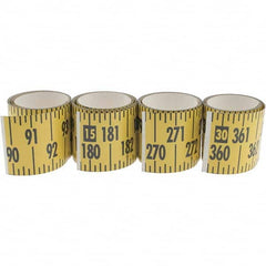 Made in USA - 32 Ft. Long x 3 Inch Wide, 1/4 Inch Graduation, Yellow, Mylar Adhesive Tape Measure - Reads Bottom to Top, Vertical Rules - Makers Industrial Supply