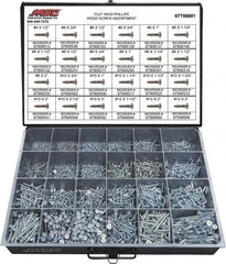 Value Collection - 2,400 Piece, #4x1/2 to #10 x 1-1/4, Steel Wood Screw Assortment - Flat Head, Phillips Drive, 1/2 to 3" Long, Grade 2 - Makers Industrial Supply