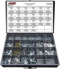 Value Collection - 3529 Piece, No. 6, 5/8" Screw, Grade 2 Steel Flat & Split Lock Washer Assortment - Includes 1/4 to 12" Screw & Compartmented Storage Case - Makers Industrial Supply