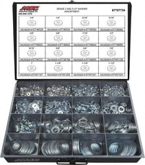 Value Collection - 1840 Piece, 1/4 to 1-1/2" Screw, Grade 2 Steel SAE Flat Washer Assortment - Includes 1/4 to 1-1/2" Screw & Compartmented Storage Case - Makers Industrial Supply