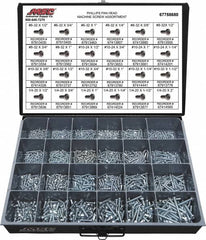 Value Collection - 1,200 Piece, #6-32 to 1/4-20, Steel Machine Screw Assortment - Pan Head, Phillips Drive, 1/2 to 2" Long, Grade 2 - Makers Industrial Supply