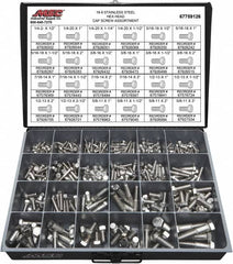 Value Collection - 375 Piece Stainless Steel Hex Head Cap Screws - 1/4-20 to 5/8-11 Thread, 18-8 - Makers Industrial Supply