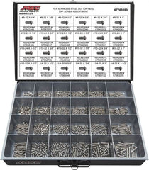 Value Collection - 800 Piece Stainless Steel Button Head Cap Screws - #8-32 to 1/4-20 Thread, 18-8 - Makers Industrial Supply