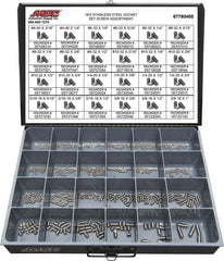 Value Collection - 685 Piece, #4-40 to 3/8-16, Stainless Steel Set Screw Assortment - Hex Head, Hex Socket Drive, 3/16 to 1" Long, Grade 18-8 - Makers Industrial Supply