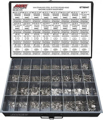 Value Collection - 2,200 Piece, #6-32 to 1/4-20, Stainless Steel Machine Screw Assortment - Round Head, Slotted Drive, 1/2 to 2" Long, Grade 18-8 - Makers Industrial Supply