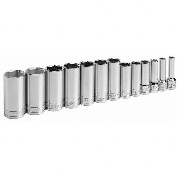 SK - 3/8" Drive Deep Socket Set - 1/4 to 1", Inch Measurement Standard - Makers Industrial Supply