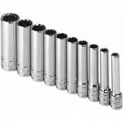 SK - 1/4" Drive Deep Socket Set - 3/16 to 9/16", Inch Measurement Standard - Makers Industrial Supply