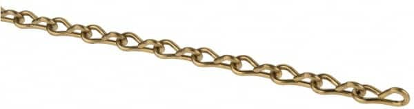 Made in USA - 0.08" Diam Brass Single Jack Chain - 11 Lb Load Limit, 19 Links per Foot, #14 - Makers Industrial Supply