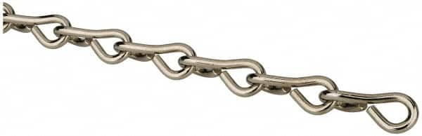 Made in USA - 0.105" Diam Steel Single Jack Chain - 29 Lb Load Limit, #12, Nickel Plated Finish - Makers Industrial Supply