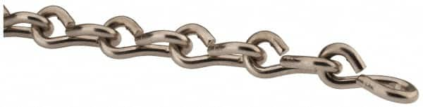 Made in USA - 0.192" Diam Steel Single Jack Chain - 88 Lb Load Limit, #6, Nickel Plated Finish - Makers Industrial Supply