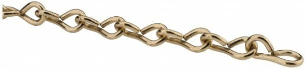 Made in USA - 0.135" Diam Steel Single Jack Chain - 43 Lb Load Limit, #10, Brass Plated Finish - Makers Industrial Supply