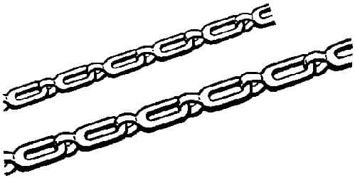 Made in USA - 0.028" Diam Steel Plumber's Safety Chain - 63 Lb Load Limit, #2, Nickel Plated Finish, 0.7" Inside Length - Makers Industrial Supply