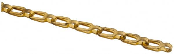 Made in USA - 0.023" Diam Brass Plumber's Safety Chain - 30 Lb Load Limit, #1/0, Standard Finish, 0.55" Inside Length - Makers Industrial Supply