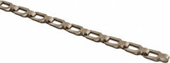 Made in USA - 0.018" Diam Brass Plumber's Safety Chain - 23 Lb Load Limit, #2/0, Nickel Plated Finish, 0.55" Inside Length - Makers Industrial Supply