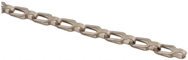 Made in USA - 0.023" Diam Brass Plumber's Safety Chain - 30 Lb Load Limit, #1/0, Nickel Plated Finish, 0.55" Inside Length - Makers Industrial Supply