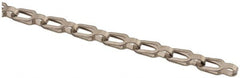 Made in USA - 0.023" Diam Brass Plumber's Safety Chain - 30 Lb Load Limit, #1/0, Nickel Plated Finish, 0.55" Inside Length - Makers Industrial Supply