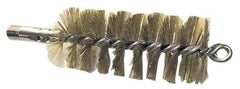 Schaefer Brush - 4-1/2" Brush Length, 2-3/4" Diam, Double Stem, Single Spiral Tube Brush - 8" Long, Brass, 1/4" NPSM Male Connection - Makers Industrial Supply