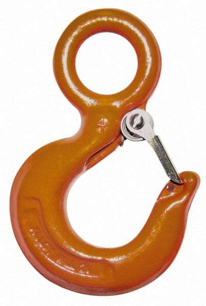 CM - Chain Grade 43, Carbon Steel Eye Hook - 1.78" Hook Throat, 7.31" Reach, 2" Eye ID, 10.07" OAL, Galvanized Finish - Makers Industrial Supply