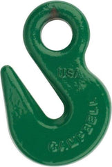 Campbell - 8,800 Lb Capacity, Chain Grade 100, Alloy Steel Eye Hook - 1/2" Hook Throat, 2.41" Reach, 3/4" Eye ID, 3/8" Chain Diam, 4" OAL - Makers Industrial Supply