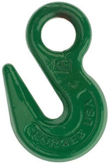 Campbell - 15,000 Lb Capacity, Chain Grade 100, Alloy Steel Eye Hook - 0.66" Hook Throat, 3.4" Reach, 1.12" Eye ID, 1/2" Chain Diam, 5.4" OAL - Makers Industrial Supply