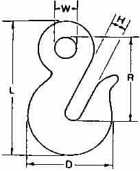 CM - 7,100 Lb Capacity, Chain Grade 80, Alloy Steel Eye Hook - 2-3/4" Reach, 25/32" Eye ID, 3/8" Chain Diam, 4-11/32" OAL - Makers Industrial Supply