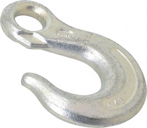 CM - 5,400 Lb Capacity, Chain Grade 43, Carbon Steel Eye Hook - 3-1/4" Reach, 11/16" Eye ID, 3/8" Chain Diam - Makers Industrial Supply