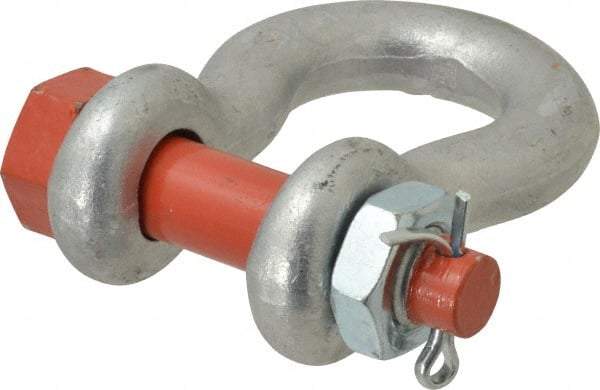 Campbell - 3/4" Nominal Chain Size, 7 Ton Alloy Steel Bolt Anchor Shackle - 3/4" Diam, 7/8" Pin Diam, 2-13/16" High x 1-1/4" Wide Inside Jaw, 1-13/16" Inside Width, 1-3/4" Max Body Thickness - Makers Industrial Supply