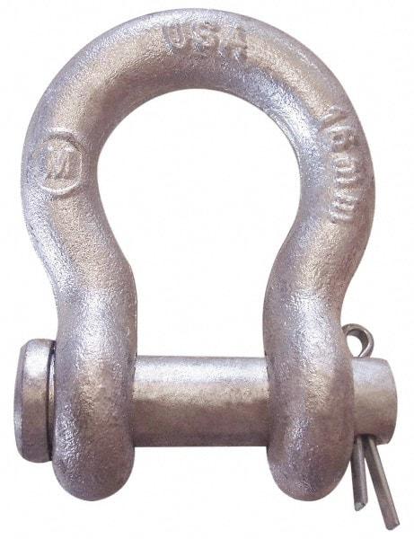 CM - 5/8" Nominal Chain Size, 3 Ton Carbon Steel Loose Anchor Shackle - 5/8" Diam, 3/4" Pin Diam, 2-7/16" High x 1-1/16" Wide Inside Jaw, 1-9/16" Inside Width, 1-7/16" Max Body Thickness - Makers Industrial Supply