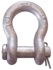 CM - 3/4" Nominal Chain Size, 5 Ton Carbon Steel Loose Anchor Shackle - 3/4" Diam, 7/8" Pin Diam, 2-13/16" High x 1-1/4" Wide Inside Jaw, 1-13/16" Inside Width, 1-3/4" Max Body Thickness - Makers Industrial Supply