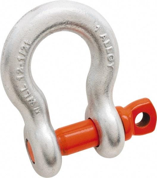 Campbell - 3/8" Nominal Chain Size, 2 Ton Alloy Steel Screw Anchor Shackle - 3/8" Diam, 7/16" Pin Diam, 1-7/16" High x 0.677" Wide Inside Jaw, 0.969" Inside Width, 15/16" Max Body Thickness - Makers Industrial Supply