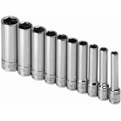 SK - 1/4" Drive Deep Socket Set - 3/16 to 9/16", Inch Measurement Standard - Makers Industrial Supply