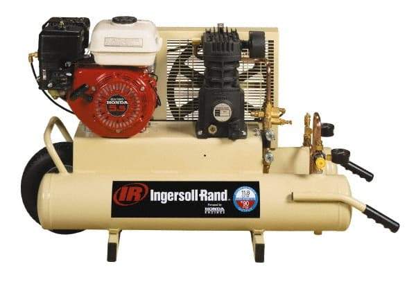 Ingersoll-Rand - 5.5 HP Stationary Gas Air Compressor - Honda Engine, Horizontal Configuration, Twin 8 Gallon, 11.8 CFM, 135 Max psi - Makers Industrial Supply