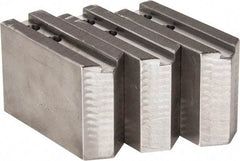 H & R Manufacturing - 1.5mm x 60° Serrated Attachment, Square Soft Lathe Chuck Jaw - 3 Jaws, Steel, 1.181" Btw Mount Hole Ctrs, 5" Long x 1-3/4" Wide x 3-1/2" High, 0.63" Groove, 12mm Fastener - Makers Industrial Supply