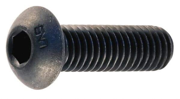 Unbrako - M12x1.75 Metric Coarse Hex Socket Drive, Button Screw - Alloy Steel, Black Oxide Finish, 30mm Length Under Head - Makers Industrial Supply