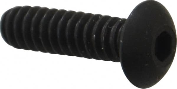 Unbrako - #6-32 UNC Hex Socket Drive, Button Screw - Alloy Steel, Black Oxide Finish, 1/2" Length Under Head - Makers Industrial Supply