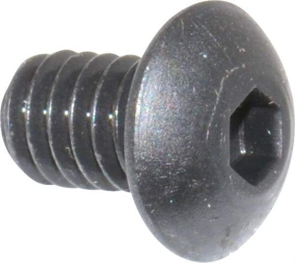 Unbrako - #8-32 UNC Hex Socket Drive, Button Screw - Alloy Steel, Black Oxide Finish, 1/4" Length Under Head - Makers Industrial Supply