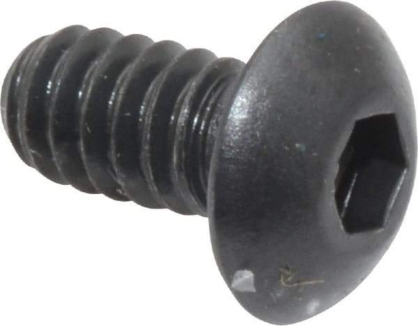 Unbrako - #10-24 UNC Hex Socket Drive, Button Screw - Alloy Steel, Black Oxide Finish, 3/8" Length Under Head - Makers Industrial Supply