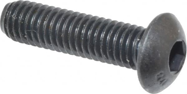 Unbrako - #10-32 UNF Hex Socket Drive, Button Screw - Alloy Steel, Black Oxide Finish, 3/4" Length Under Head - Makers Industrial Supply