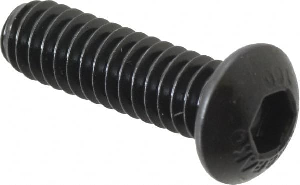 Unbrako - 1/4-20 UNC Hex Socket Drive, Button Screw - Alloy Steel, Black Oxide Finish, 7/8" Length Under Head - Makers Industrial Supply