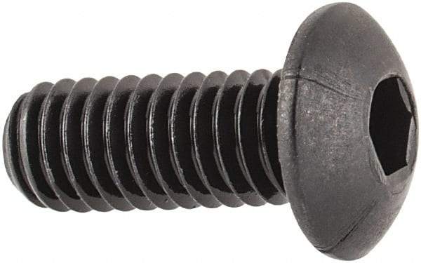 Unbrako - M4x0.70 Metric Coarse Hex Socket Drive, Button Screw - Alloy Steel, Black Oxide Finish, 10mm Length Under Head - Makers Industrial Supply