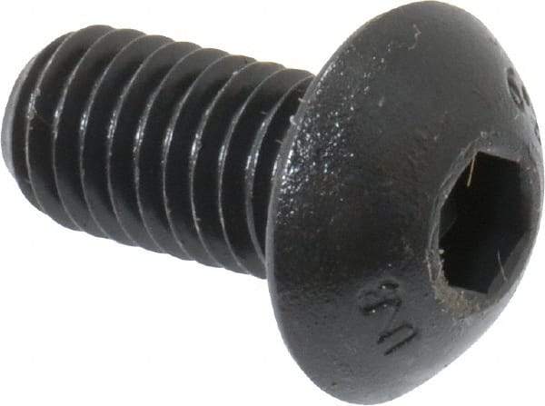 Unbrako - M5x0.80 Metric Coarse Hex Socket Drive, Button Screw - Alloy Steel, Black Oxide Finish, 10mm Length Under Head - Makers Industrial Supply