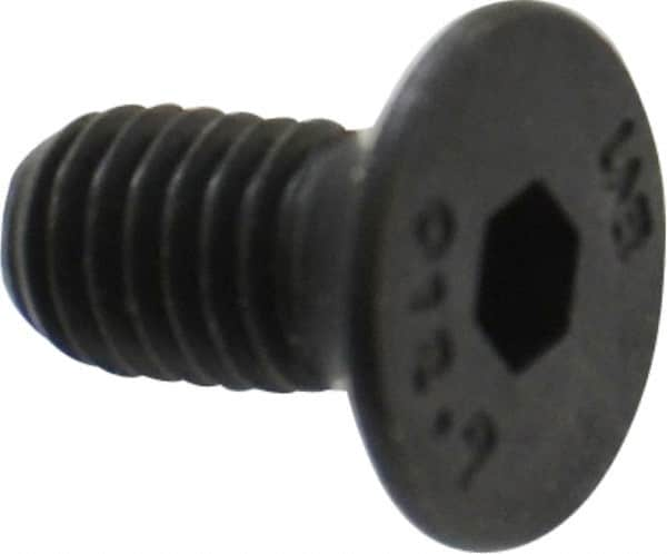 Unbrako - M5x0.80 Metric Coarse Hex Socket Drive, 90 to 92° Flat Screw - Grade 12.9 Alloy Steel, Black Oxide Finish, 10mm OAL - Makers Industrial Supply