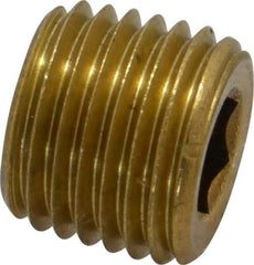 Unbrako - 1/4-18, 7/16" OAL, Brass Socket Pressure Plug - 3/4" Taper per Foot, 1/4" Hex Key - Makers Industrial Supply