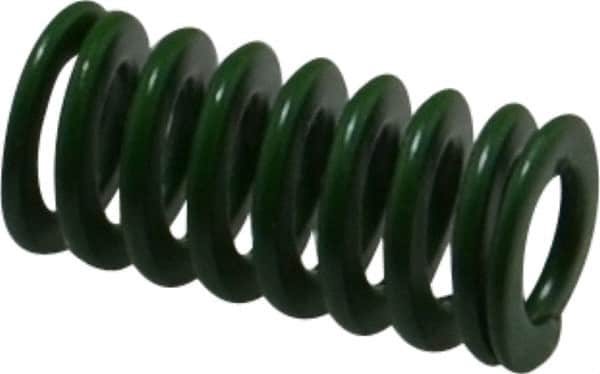 Associated Spring Raymond - 12.5mm Hole Diam, 6.3mm Rod Diam, 1" Free Length, Green Die Spring - 241 N Max Deflection, 10.3mm Max Deflection, Light Duty, Chromium Alloy Steel - Makers Industrial Supply