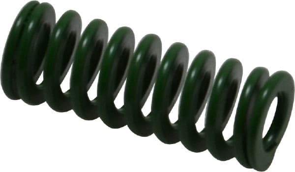 Associated Spring Raymond - 12.5mm Hole Diam, 6.3mm Rod Diam, 1-1/4" Free Length, Green Die Spring - 214.8 N Max Deflection, 13.1mm Max Deflection, Light Duty, Chromium Alloy Steel - Makers Industrial Supply