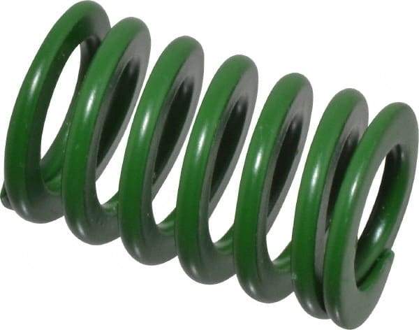 Associated Spring Raymond - 16mm Hole Diam, 8mm Rod Diam, 1" Free Length, Green Die Spring - 184.4 N Max Deflection, 10.3mm Max Deflection, Light Duty, Chromium Alloy Steel - Makers Industrial Supply