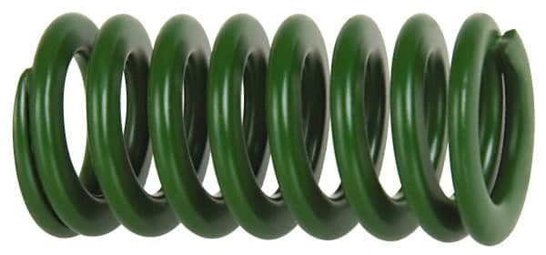 Associated Spring Raymond - 63mm Hole Diam, 38mm Rod Diam, 3" Free Length, Green Die Spring - 5076 N Max Deflection, 71mm Max Deflection, Light Duty, Chromium Alloy Steel - Makers Industrial Supply