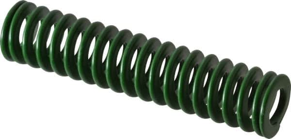 Associated Spring Raymond - 20mm Hole Diam, 10mm Rod Diam, 3-1/2" Free Length, Green Die Spring - 490 N Max Deflection, 35mm Max Deflection, Light Duty, Chromium Alloy Steel - Makers Industrial Supply