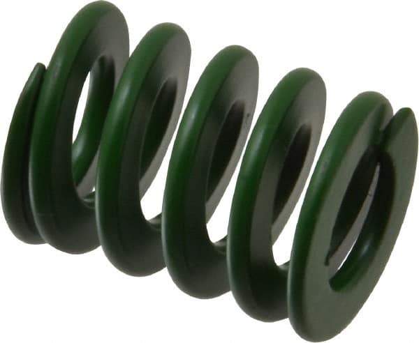 Associated Spring Raymond - 25mm Hole Diam, 12.5mm Rod Diam, 1-1/4" Free Length, Green Die Spring - 1003.8 N Max Deflection, 12.5mm Max Deflection, Light Duty, Chromium Alloy Steel - Makers Industrial Supply