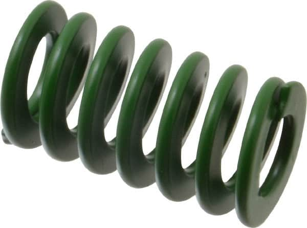 Associated Spring Raymond - 25mm Hole Diam, 12.5mm Rod Diam, 1-3/4" Free Length, Green Die Spring - 952.2 N Max Deflection, 18mm Max Deflection, Light Duty, Chromium Alloy Steel - Makers Industrial Supply